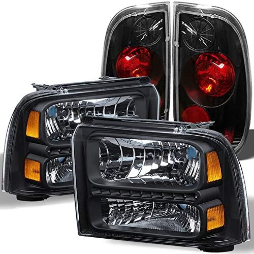 Xtune for 2005-2007 Ford F250/F350/F450 Super Duty Black Headlights w/LED + Black Tail Lights 2006