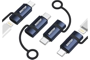 BOUTOP [4 Pack] Lightning to USB C Adapter, Support 65W PD Fast Charging Compatible with iPhone 15 Series, with Anti-Lost Holder