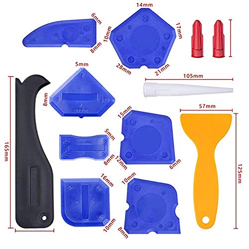 16Pcs Caulking Tool Kit Silicone Sealant Finishing Tool (Blue) + Silicone Caulk Removal Tool For Bathroom Kitchen And The Rest Of The Household