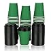 Golden Spoon Infinity 50 Pack Premium Hot Paper Cups with Lids - NO Leaks 100% Spill Proof - Ripple Insulated - No Sleeves Needed - Green (16 Ounce)
