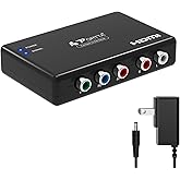 Portta Component to HDMI Converter, YPbPr RGB + R/L Audio to HDMI Converter v1.3 Support 1080P 2 Channel LPCM for HDTV PS2 PS