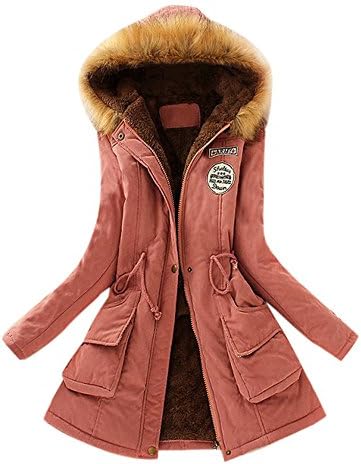 HGWXX7 Women's Winter Warm Faux Fur Lining Trench Coat Thick Long Jacket Hooded Parka