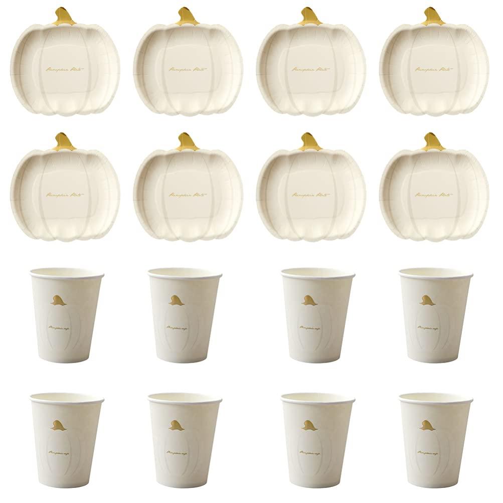 TOYANDONA Disposable Cup 10 Pcs Halloween Paper Plates and Cups Disposable Pumpkin Plates Cups Dessert Candy Dish Bowl Cake Plate for Thanksgiving Day Fall Party Supplies Disposable Cutlery