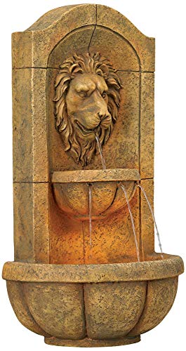3 Lion+Head+Faux+Stone+Fountain