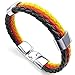 KONOV Mens Womens Feather Bracelet, German Germany Flag Cuff Bangle, Black Red Yellow, 8