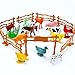 Aneco 82 Pieces Animals Figures Mini Jungle Animals Toys Set Realistic Looking Animals with Fence and Velvet Storage Bag for Kids