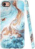 A-Focus Case for iPhone 8 Case Blue Marble, iPhone 7 Case, Glossy Smooth Marble IMD Design Bumper Shock Proof Flexible Slim Rubber TPU Case for iPhone 7 iPhone 8 4.7 inch Glossy Yellow Blue