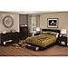 South Shore Holland Platform Bed with Drawer-Full/Queen-Chocolate, Mocha