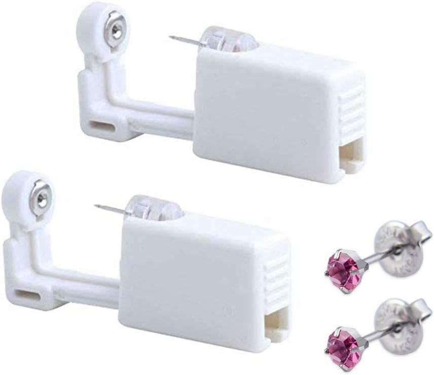 2 Pack Self Ear Piercing Gun Earring Disposable Ear Stud Gun Kit