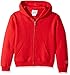 Duofold Boys' Big Powerblend Eco Fleece Full Zip Hoodie, Scarlet, M