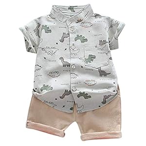 95sCloud Kledingset voor baby’s, jongens, 2 stuks, outfit, set voor zuigelingen, zomerkleding, strandkleding, dinosaurus…