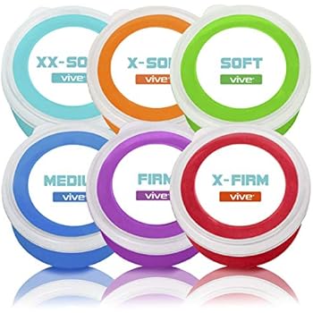 Vive Exercise Putty - Therapeutic, Occupational and Therapy Tool - Thinking and Stress - Finger, Hand Grip Strength Exercises - Extra Soft, Soft, Medium, Firm Sensory (6 Pack)