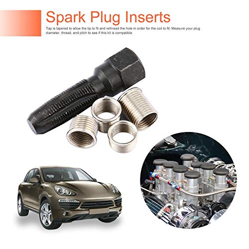 MqbY 5PCS Spark Plug Carbon Steel Cylinder Head Re Thread Rethreader Repair Tap Kit Rethread Tool Reamer Inserts Kit