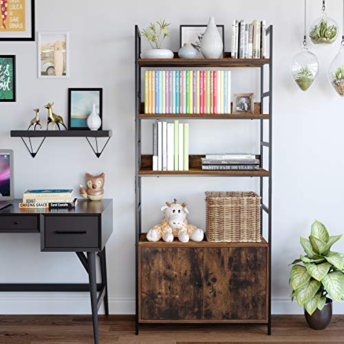 Homfa Industrial Bookcase with 2 3Tier Free Standing Open