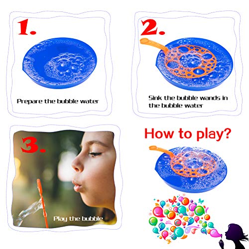 Rainbow Kingdom Bubble Wands Set, Giant Bubble Wands Colorful Bubble Wands Toys Bubble Games for Kids Outdoor Activity Party Favors Wedding Party and Birthday Party