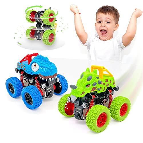 AESTEMON Cars Cars for Children 2 Years, Monster Truck Dinosaurs Trucks Toys Child 2 3 Years Male, Cars Toys Games Baby Gift 2 3 4 5 Years, 2 Pack