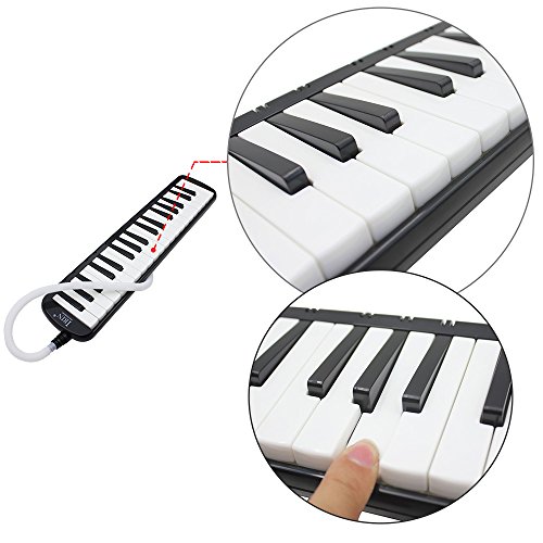 Mowind 37 Piano Keys Melodica Musical Instrument for Music Lovers Beginners Gift with Carrying Bag (Black)