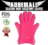 Kobemall *Gorgeous New* Pink Silicone Over Mitts (1 X Pair) * Great for BBQ * Handle Hot Pans with Ease * Better Than Woolen Oven Mitts * Simply Handle Hot Food in the Kitchen and BBQ * Protect Hands From Being Burnt * Best Deal on Amazon*