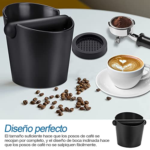 SKM-MX Caja para café,Caja de golpe,Caja de café de 4,4 pulgadas,Con palanca de golpeo duradera y almohadilla de martillo de polvo, Cubo para el café,Disfrute de un café fresco y molido (2 Piezas)
