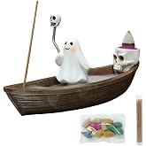 Ghost Incense Holder for Sticks Skeleton Ship Halloween Incense Cone Burner, Incense Stick Burner, Resin Cute Incense Holder, Gothic Incense Stick Burner, Yoga Meditation Aromatherapy Decor (Ghost)
