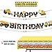 Construction Birthday Party Supplies (Serves 20) - Including Dump Truck Plates, Tablecloth, Cups, Napkins, Black Flatware and Pre-Assembled Happy Birthday Banner Decorations