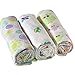 Adorable Premium Muslin Cotton Swaddling Blanket 3 Pack 47''x47''