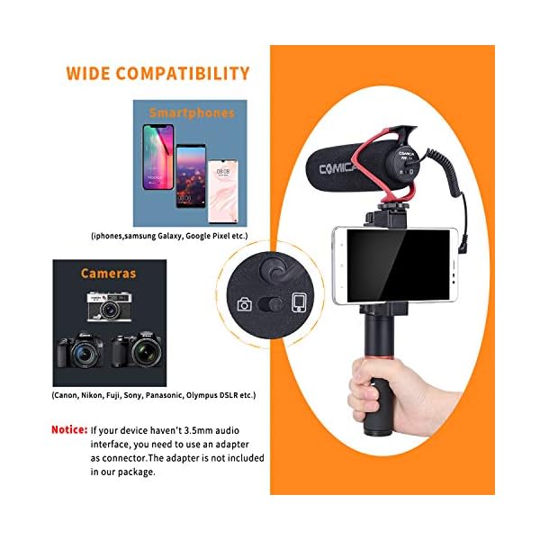 COMICA CVM-V30 LITE Kamera Mikrofon Super-Kardioid Kondensator Video Mikrofon Richtmikrofon für Canon Nikon Sony Panasonic DSLR Camcorder Smartphone (Rot) – Bild 6