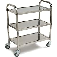 Carlisle UC4031529  Knockdown Stainless Steel 3 Shelf Utility / Service Cart, 400 lb. Capacity