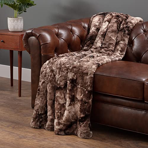 Chanasya Wolf Faux Fur Throw Blanket Soft, Fuzzy Sherpa & Minky Throw