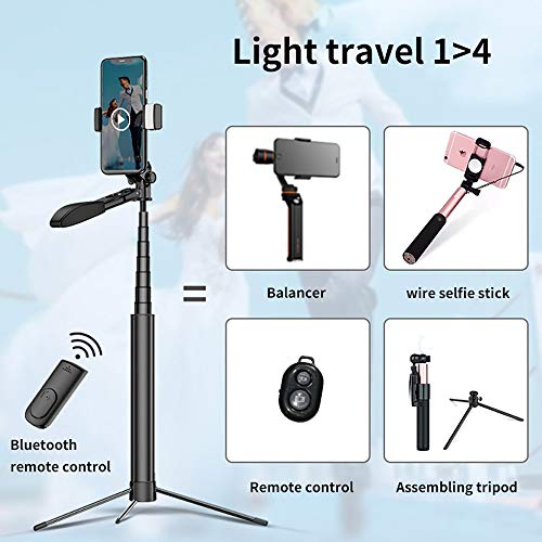 FeliSun Versenkbarer Selfie-Stick mit Stativ, 2 * Fülllicht, Drahtlose Bluetooth-Fernbedienung, Panoramaaufnahme mit Anti-Shake-Stabilisator, Höhe der Metallstange Einstellbar (30-160 cm)