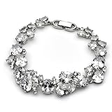 USABride Cubic Zirconia Cluster Bracelet, Special Occasion CZ Jewelry 1276