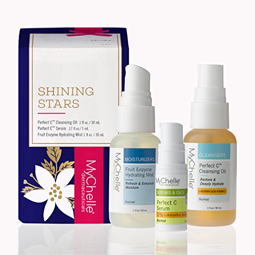 MyChelle Shining Stars Skin Care Set, Nourishing and Hydrating Trio of Restorative Vitamin C Cleansing Oil, Serum, and Hydrating Mist, 2.17 fl oz