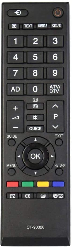 ALLIMITY CT-90326 CT 90326 Remote Control Replace for Toshiba REGZA LCD TV 32AV704R 32AV733 32EL833 32EL833B 32L2434DG 32L2453RB 32W2434DG 37RV633D 40LV665D 42AV635D 50L2333D 37AV607P