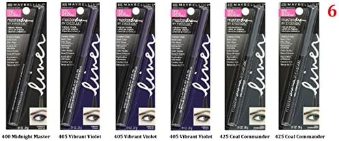 (PACK OF 6) - VALUE PACK! - Maybelline New York Eye Studio Master Drama Cream Pencil Liner, 400 Midnight Master/ 405 Vibrant Violet/ 425 Coal Commander, 0.01 Ounce