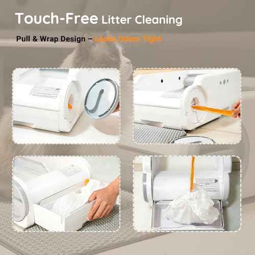 Betulabulo Self Cleaning Cat Litter Tray - Open-Top Design for Multiple Cats, Automatic Litter Box with APP Control, Safety Sensors, Automatic Cleaning, Quiet & Easy Maintenance