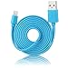 [Apple MFi Certified] Lightning To USB Cable Unique TangleFree Flat Style 4 Ft /1.2m Length Slim Connector Head for iPhone iPad Blue by Chromo Inc