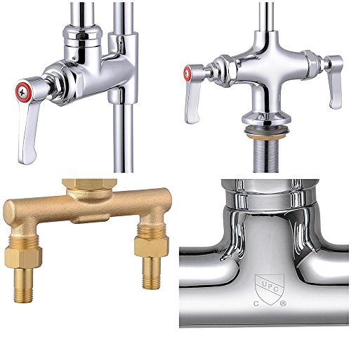 Aquaterior Commercial Kitchen Restaurant Pre-Rinse Faucet Swivel w/ 12" Add-On Faucet Double Handle CUPC NSF ANSI - Thumbnail 5