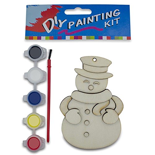 BestPysanky Unfinished Wooden Snowman Ornament Craft 4.25 Inches