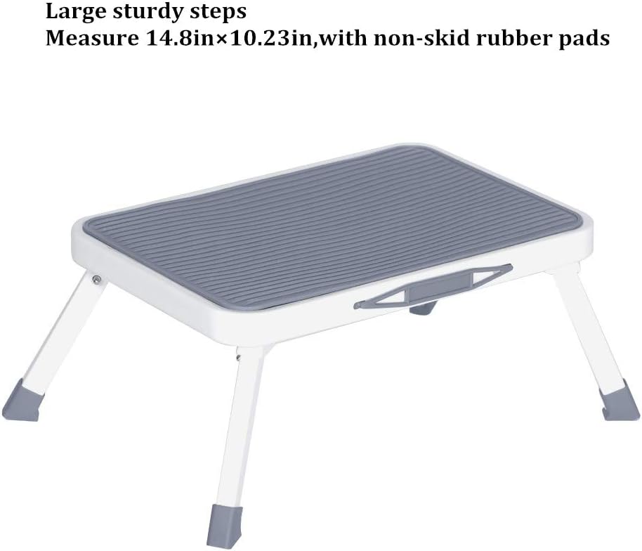 Sattiyrch Step Stool for Adult,Portable Folding Metal Small One Step Stool with Non Slip Platform,6.8"(H),Max Load 330 lbs: Kitchen & Dining