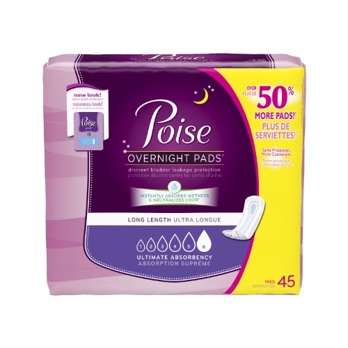 Poise Ultimate Absorbency Pads, Long Length, 45 Count image
