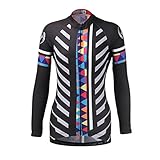DuShow Women's Long Cycling Jersey, Patterns Stylish Breathable Long Sleeve Bicycle Shirt Top