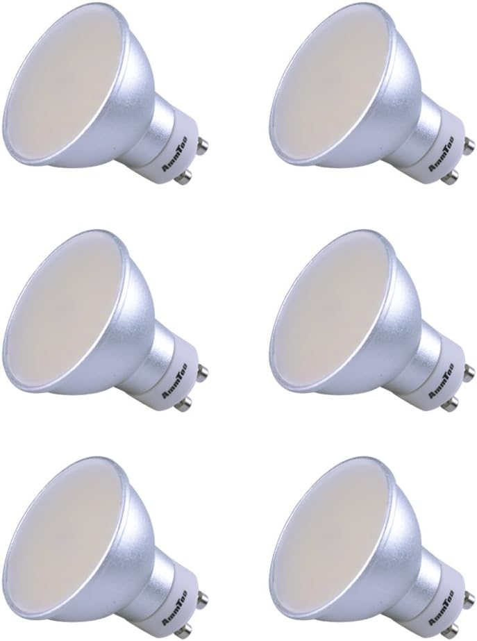AmmToo GU10 LED Bulbs, 50W Halogen Equivalent, 5W, 480lm, 120° Beam Angle, Dimmable 3 Color Changing Spotlight, GU 10 Led Light Bulbs, Pack of 6 Units