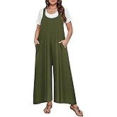 TIYOMI Plus Size Women's Summer Casual Overalls Loose Wide Leg Jumpsuits Adjustable Straps Baggy Rompers With Pockets XL-5XL