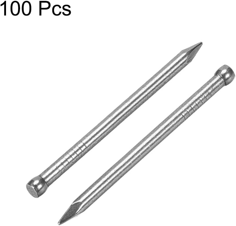 sourcing map Finishing Nails Hand-Drive Hardware Carbon Steel Nail 35mm 1.4-inches 100pcs, Silver - Image 4