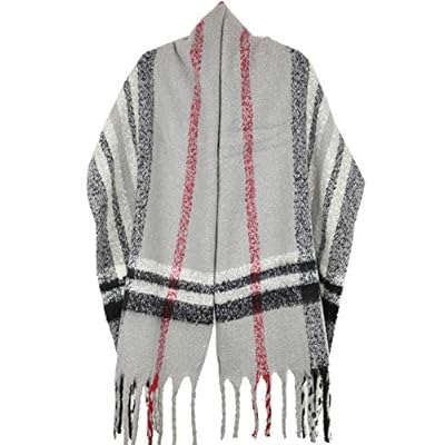 Achillea Women's Oversized Fluffy Plaid Faux-Mohair Blanket Scarf Shawl Wrap w/Long Tassels Achillea Women's Oversized Fluffy Plaid Faux-Mohair Blanket Scarf Shawl Wrap w/Long Tassels