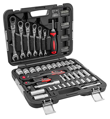 Connex Bit- und Steckschlüssel-Satz 68-teilig - 1/4" & 1/2" - Inkl. Gelenkratschengabelschlüssel - Im Kunststoffkoffer - Für Montage- & Schraubarbeiten / Stecknuss-Set / Werkzeugkoffer / COXBOH600068