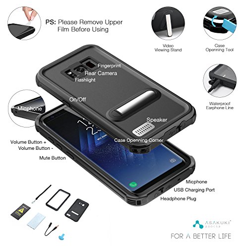 image for Samsung Galaxy S8 Case,ASAKUKI Full Body Case With Screen Protector,Wa