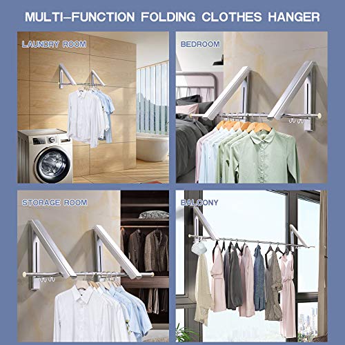 Clothes Drying Rack, Wall Mounted Folding Coat Hanger Retractable