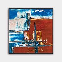 Framed Canvas Wall Art Abstract Color Painting Canvas Prints Home Artwork Decoration for Living Room,Bedroom - 16x16 inches