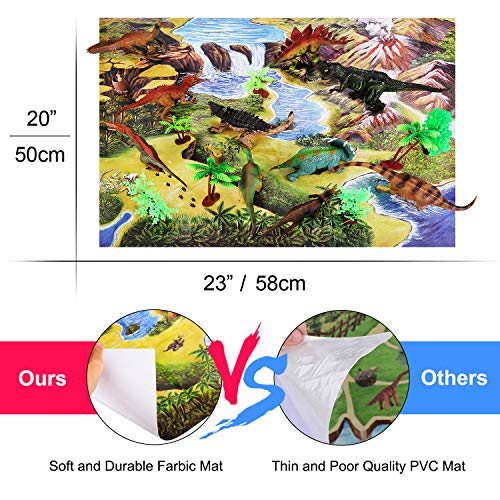 Auney Dinosaur Set Dinosaur Toys for Boys and Girls 3 Years Old & Up - Realistic Looking 6" Dinosaurs, Pack of 10 Animal Dinosaur Figures with 8 Trees，2 Cute Dinosaur Eggs, 5 Dinosaur Cards and a Map - Thumbnail 4